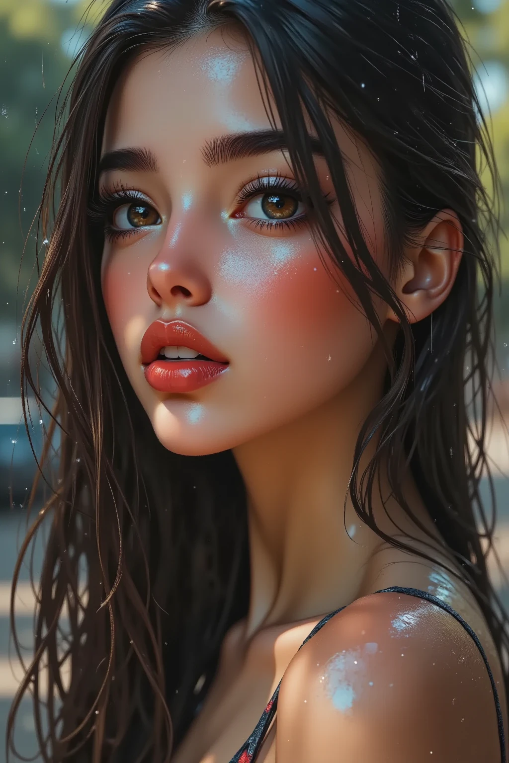 (best quality,4k,8k,highres,masterpiece:1.2), ultra-detailed, (realistic,photorealistic,photo-realistic:1.37),(beautiful detailed eyes, beautiful detailed lips, extremely detailed eyes and face, long eyelashes),studio lighting,physically-based rendering,vivid colors,(Wet woman),(Women hugging each other),