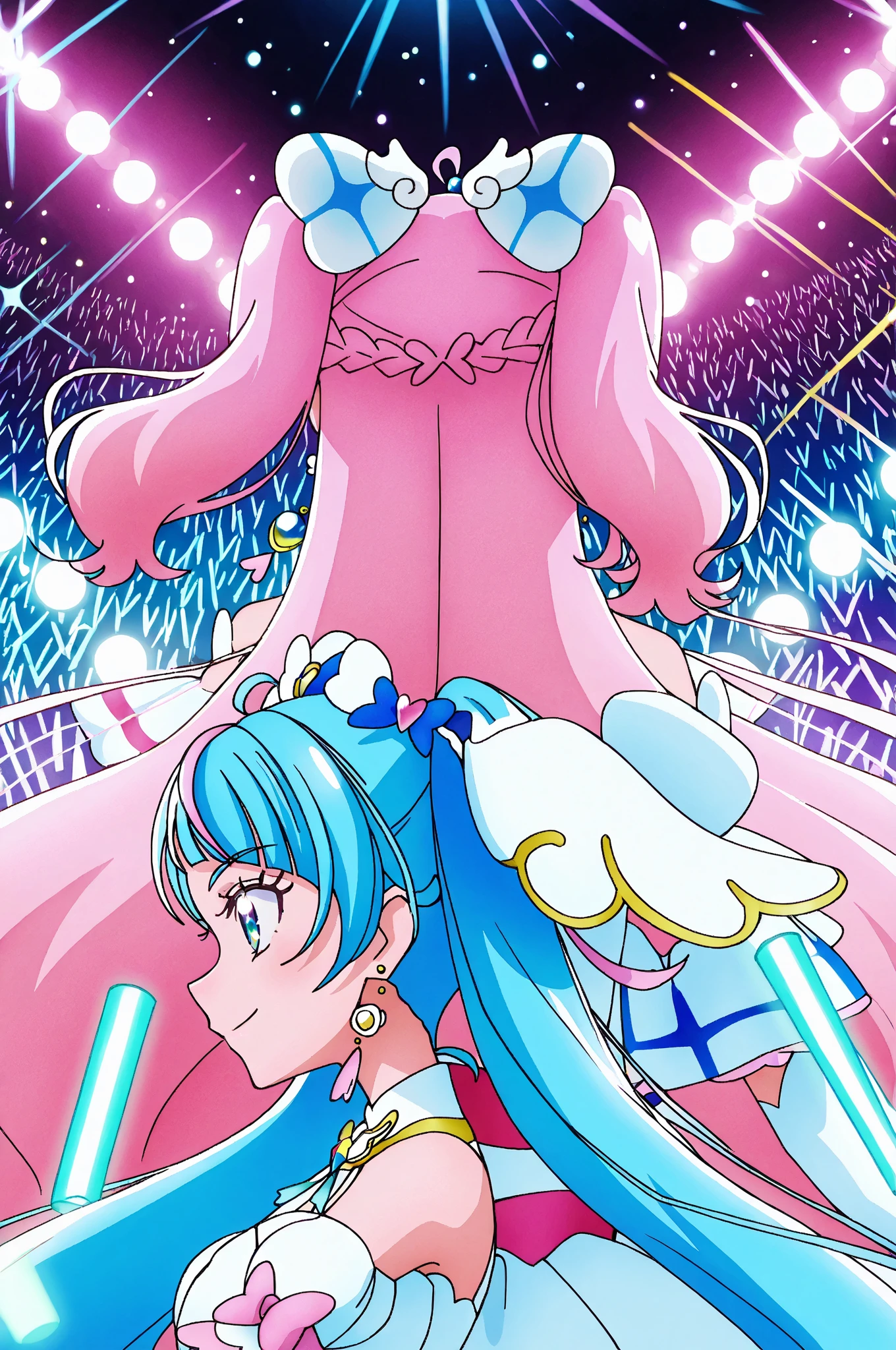 obra maestra, Mejor calidad, absurdos, perfect , 1 chica, Solo, SMMoon, 1990s \(Estilo\), Sailor Chibi Luna Cabello Rosa, pupilas rosadas ojos, subir las escaleras, de cerca, Sonrisa, tiro de vaquero, Uniforme Sailor Senshi Rosa, Collar marinero rosa, falda plisada rosa, guantes de codo, en postura de espalda, Show off your loot, backward, No hay tanga en un gran trasero, cuerpo completo, aausagi, de cerca booty (falda levantada por el viento, Exponiendo su) (cara de alto detalle)