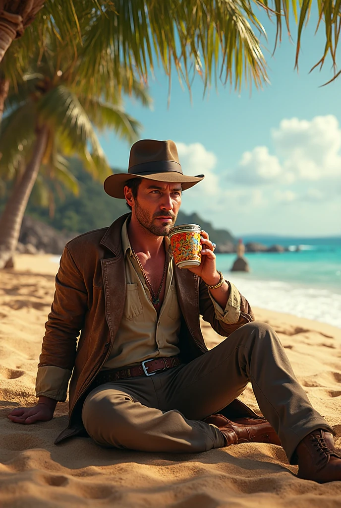Hyper-realistic action scene in which Christopher Columbus closely examines the flora and fauna of America.. "Adds extremely precise details to plants., animals, and the shocked expression on Columbus's face, 8k, cinematic light, realistic photo, octane rendering, in focus, Masterpiece, 35mm,