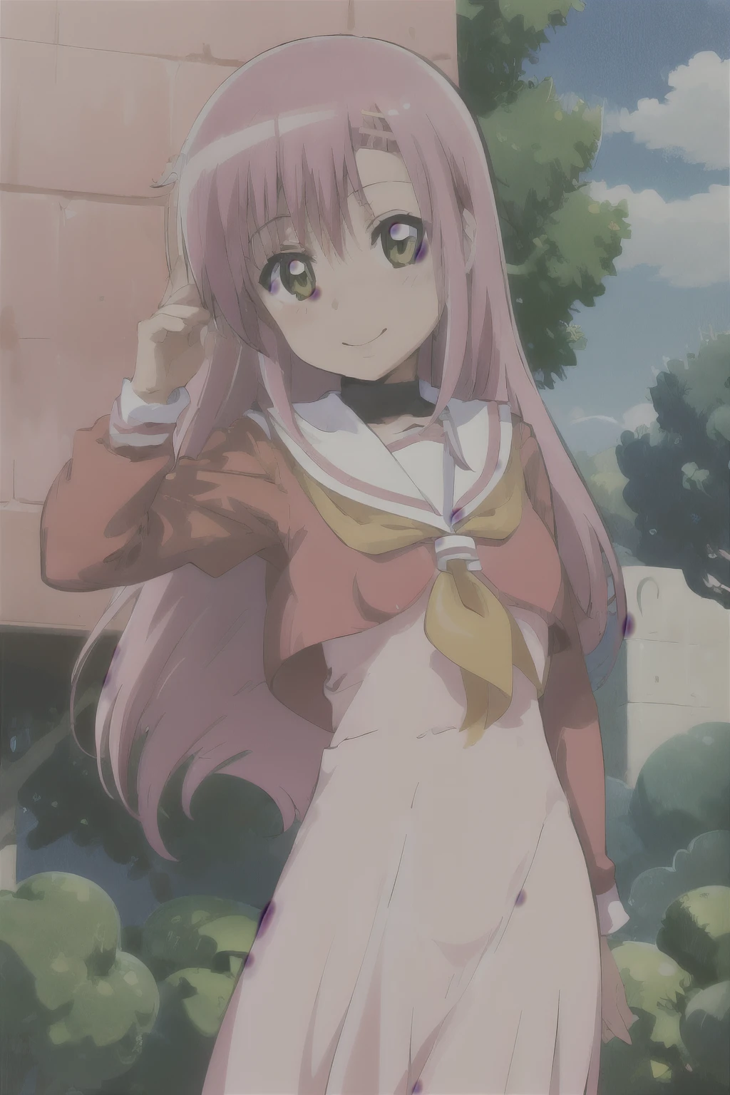 Katsura Hinagiku,Hayate no Gotoku, girl 、pink hair,One person、 small breasts、best quality,seductive smile,school uniform