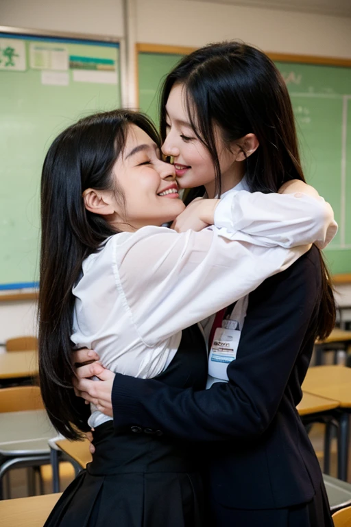 Female high school students are facesitting