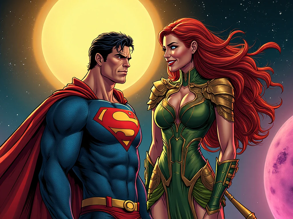 (((Poison Ivy))), (((Superman))), High quality, best quality, masterpiece, (1boy, 1girl), (hetero:1.5), mature woman, curves, long wavy redhead hair, green eyes. cleavage. (((woman completely ????))), ????, lots of ???, ??? in face, facial, huge ???????, projectile ???, ???????????, ??????? everywhere, (((hair grabbing, grabbing another's hair, ??? ???????????)))