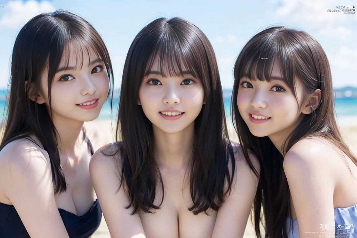 ??????????、Pubic hair is visible、The ?????? is visible、Resort Beach、A dark-haired、Slightly wet skin、tiny ?????、flat ??????、Delicate body、３Man Woman