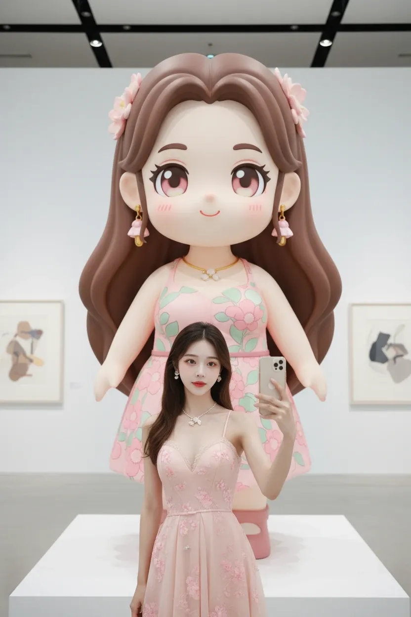 Berfoto dengan patung imut Anda sendiri