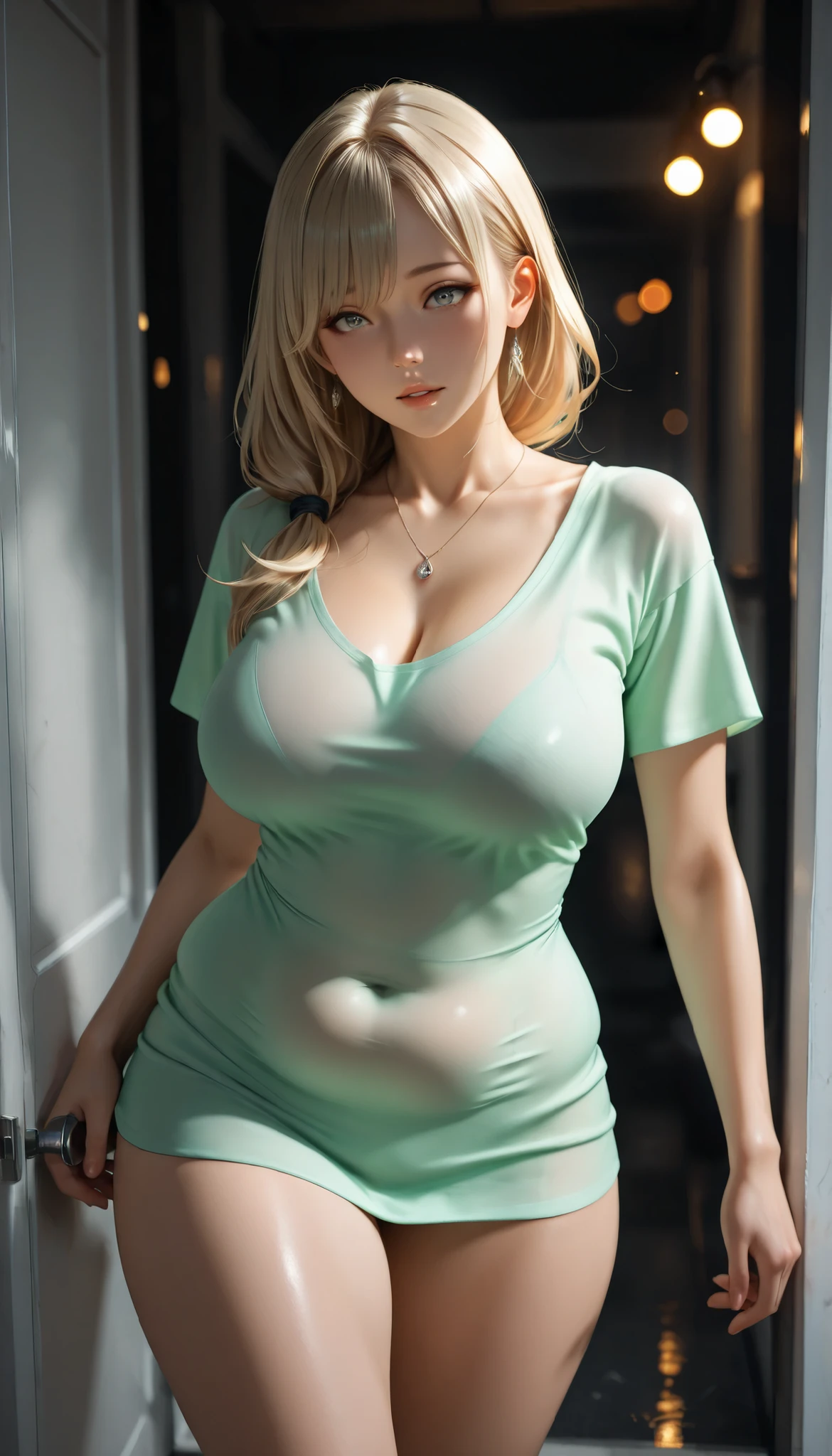 sunny, bodycon dress, 1 woman, 22 years old, face, woman, ,small , blond hair, thin waist, thin body,<lora:GoodHands-vanilla:1>, vertical, hd, 4k, 8k, png, raw, hdr