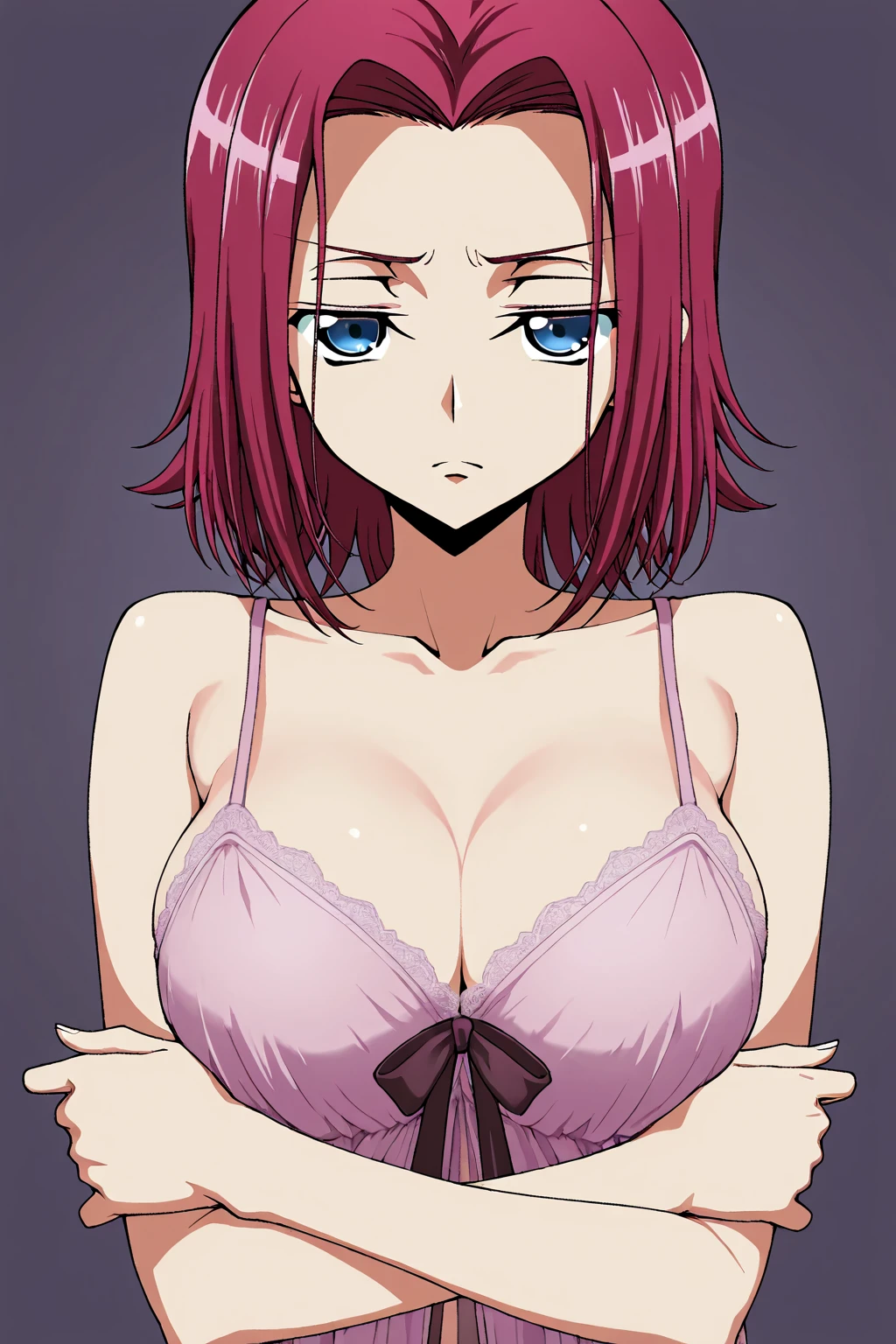 score_9, score_8_up, score_7_up, source_anime, intricate details, anime screencap, official style, 1girl, 18-year-old girl, solo, Code Geass art style, , , uncensored,
outside,
 <lora:Kallen_Stadtfeld_r1:.8>1girl, solo, Red hair, short hair, flipped hair, blue eyes, large voluptuous , looking at the viewer, red pubic hairs, detailed anime , fully  girl,
girl facing the viewer, cowboy shot,
<lora:blowing-kiss-ponyxl-lora-nochekaiser:1>, blowing kiss, pucked lips, heart, one eye closed, o3o, looking at viewer, hand up, five fingers on hand