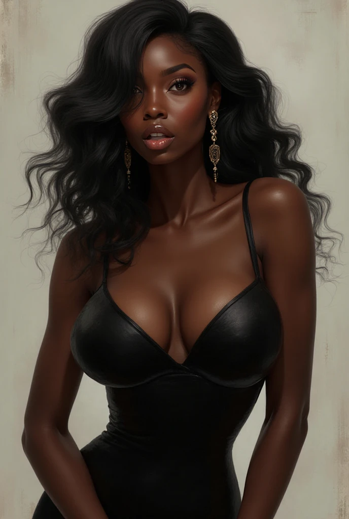 Create stunningly gorgeous and beautiful African goddess images, Long and beautiful eyelashes, black eyeliner, Professional studio makeup, lipstick, Natural African Hair, Stunningly beautiful face of a goddess, God-like body, Natural ?????????????,Beauty Queen、 ???? and seductive waist, Colored Crop Top, Apple Bottom Jeans, 