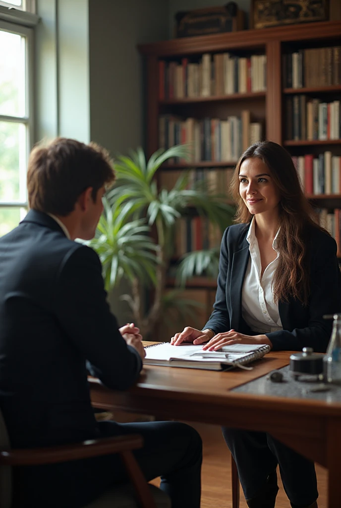A university interviewer taking interview of a student for admission ...