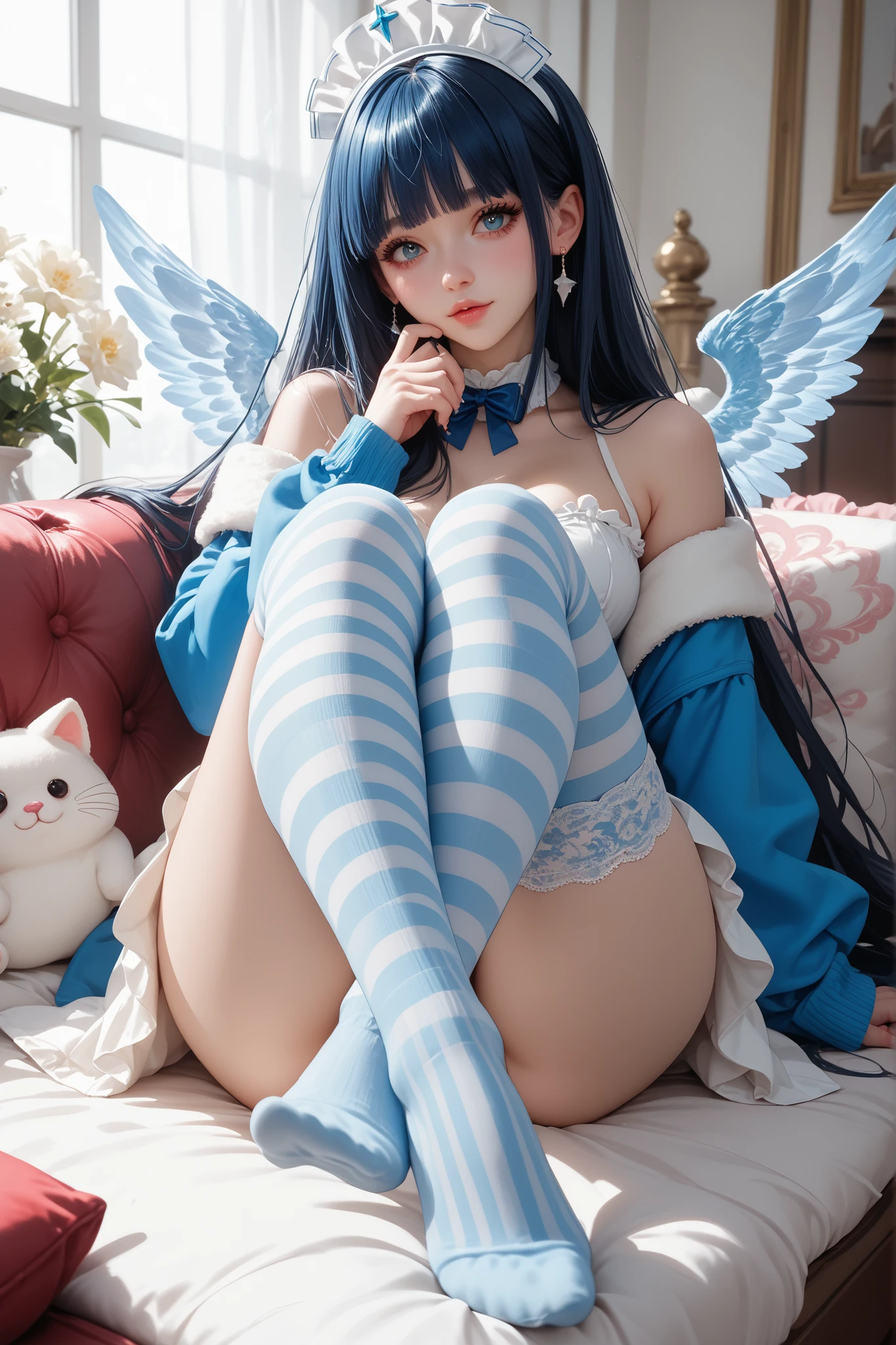 Show off ((Garterbelt)), Stocking, thick thigh, Angels, thigh high socks, 2angels, foot up,