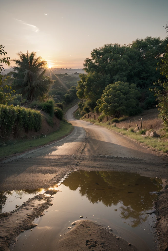 rebuild this street by laying asphalt and removing the mud, leaving the street beautiful, ultra realistic, 4k