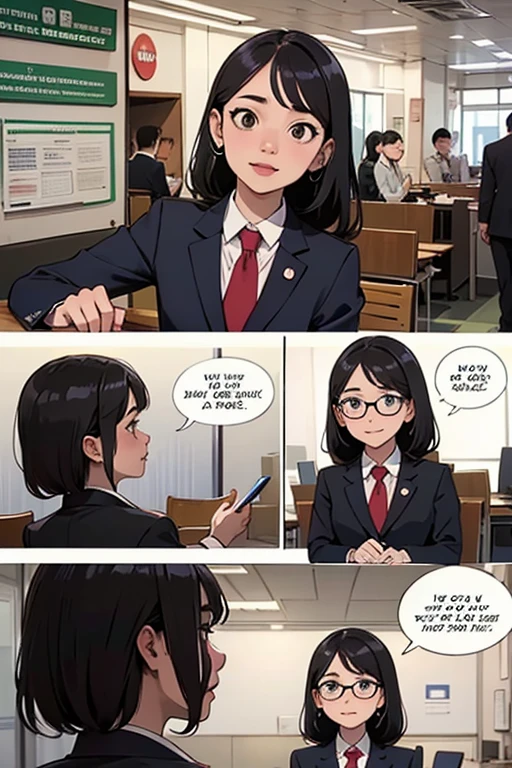 Mature women with long brown hair with lipstick , gentle eyes, holding herbs and meditating sadly , manga page with panels and dialogue