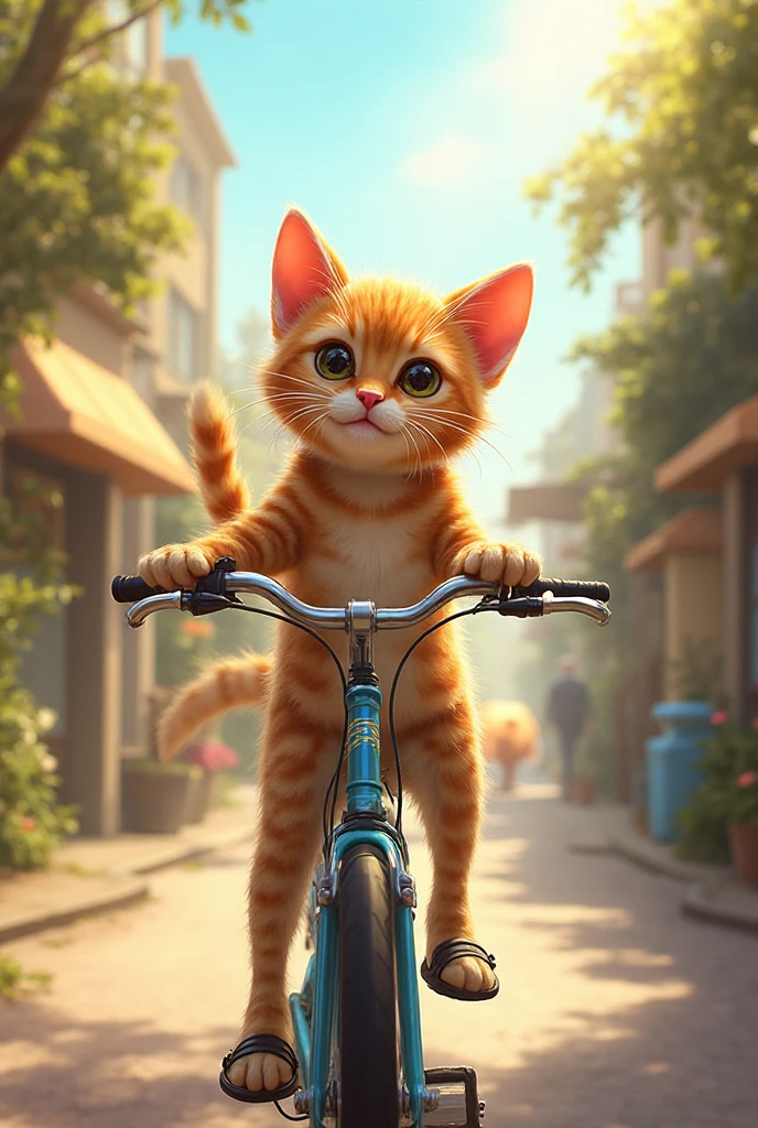 A cat ride in cycle - SeaArt AI