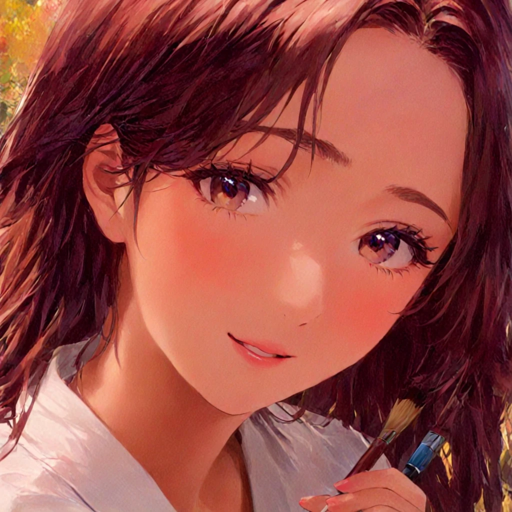 manga style, a close up of a woman holding a bunch of flowers, by Yamagata Hiro, beautiful anime portrait, detailed portrait of anime girl, realistic cute girl painting, beautiful digital artwork, beautiful japanese girls face, a beautiful artwork illustration, by Miwa Komatsu, realistic. cheng yi, photorealistic anime, beautiful anime girl, by Tanomura Chikuden