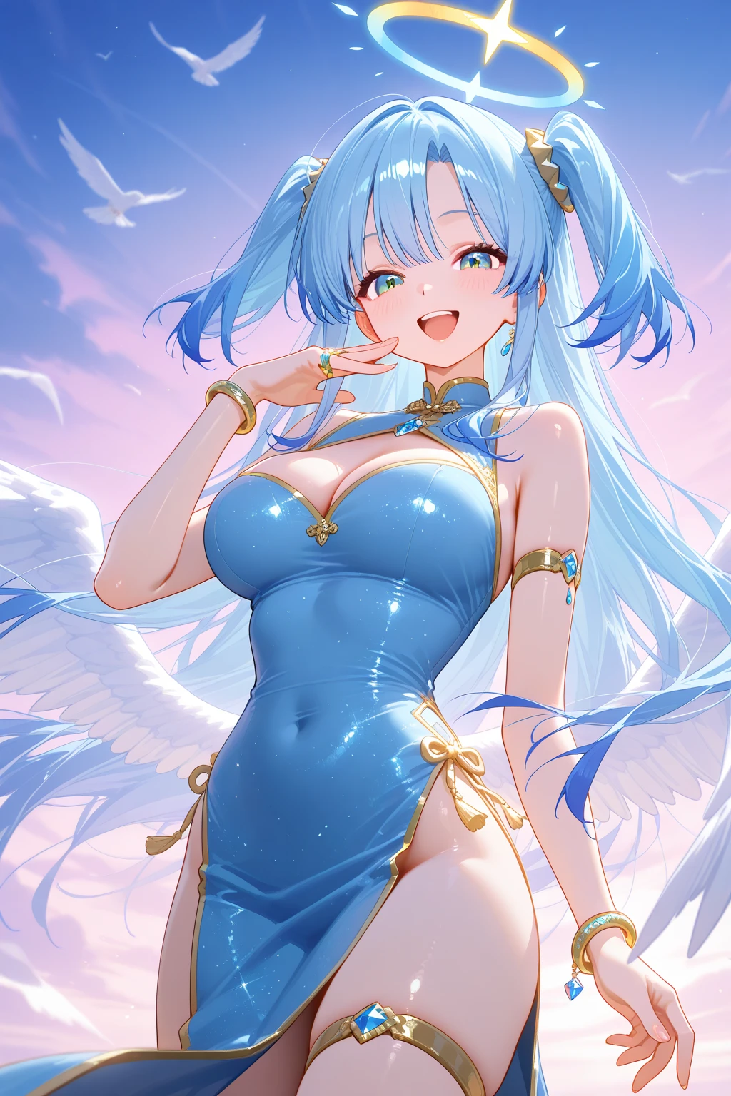 siren   .angel woman  .fused huge rainbow 