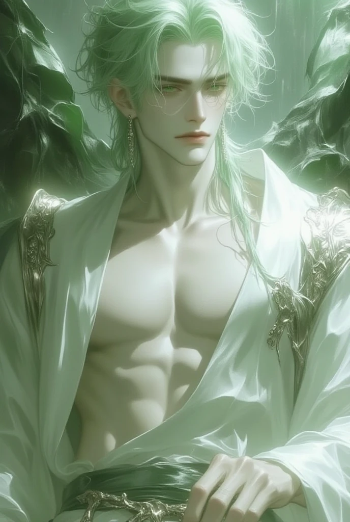 best qualtiy, a thriller masterpiece,High-gloss dark style, Lying man with his back at the rug, One man, male, soft blue eyes, dark circles under eyes, soft face, masculine, white hair, middle part, curtain fringe, bangs, tall, slender, muscular, broad shoulders, long eyelashes, gentle, masculine but beautiful, pink lips, eye bags, smile,masculine, gentle, casual clothes, white shirt,  chest, desperate visual impact, hands spread wide, blood, short hand grove, bedroom, lots of candles, big full moon outside the window,