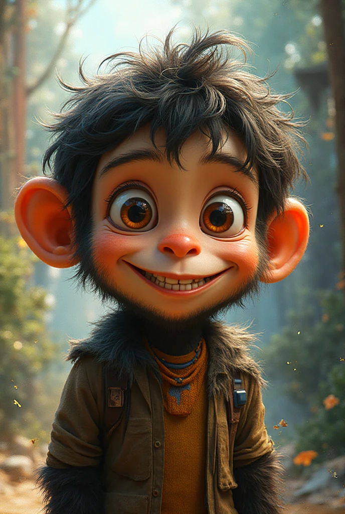 (best qualityer,4K,8k,high resolution,work of art:1.2),ultra detailed ,portraite, a young boy, 4yo,beautiful detailed Brown eyes, detailed, happy in a zoo night , in a dark zoo at night, horror, creppy, Monsters, illustration style,swirly vibrant colors,warm hues,soft lighting, creppy zoo background