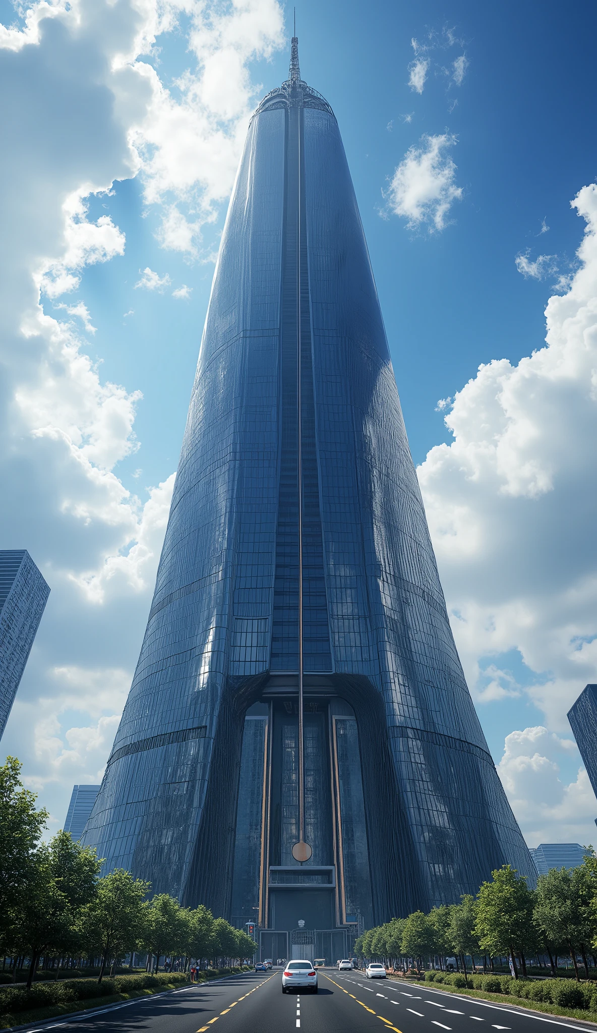 (Highest Quality:1.5),(a giant skyscraper that can reach space:1.5),a skyscraper bigger than a mountain. Fuji山よりも高く空に届く超高層ビル. Fuji,(20 km tall skyscraper:1.5),(orbital elevator:1.5),(a huge building that reaches into space:1.5),(A supermassive structure made of unknown composite materials:1.5),(The surface shines as if it were made of black glass:1.5),