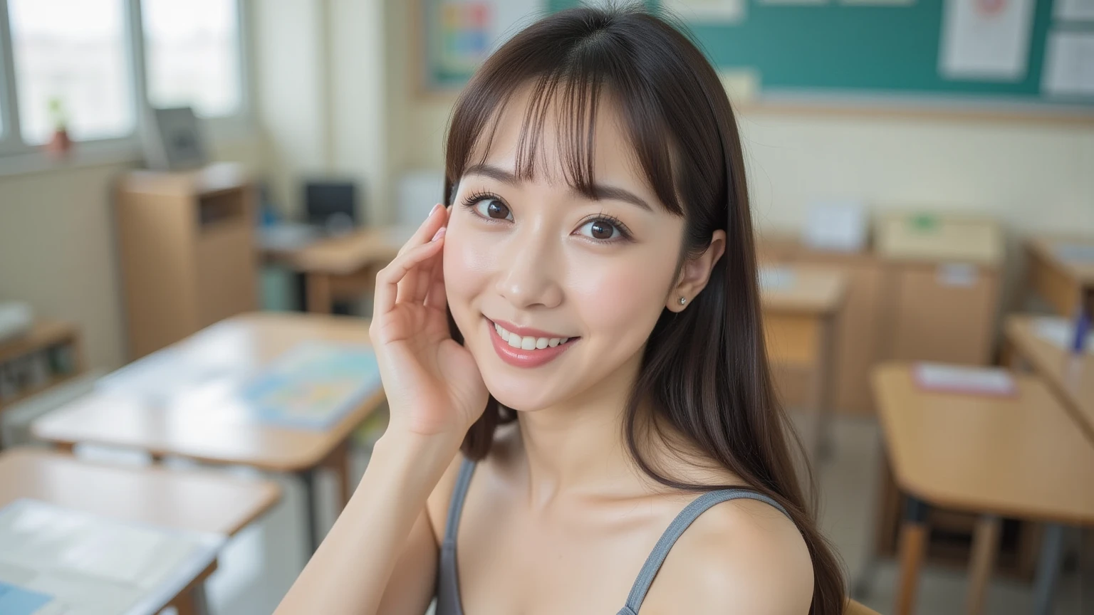1Japanese girl,small face,large dropping eyes,
BREAK
(fun photo published in the company newsletter:1.3),
(pretty very young part-time job girl:1.3),(:1.5), (skinny), (flat chest(flat:1.5)), (:1.3), (()), ((pubic hair:1.3)), 
(in office, luxury office furniture, monitor, office chair, (crowd of  women at work:1.25):1.2), 
BREAK
(fun feeling, happy feeling:1.2),
dynamic pose,dynamic angle,
(happily working in the office:1.2),
(lively smile:1.3),
BREAK
(sharp pan-focus:1.5), (absurdres:1.3),(ultra detailed photograph:1.5),(detailed face and skin:1.3),(ultra high res:1.5),(photorealistic:1.5),hyperrealistic photography,best quality,symmetric clear eyes,well-groomed face,(ray tracing:1.3),(natural smooth moist  skin texture:1.1)