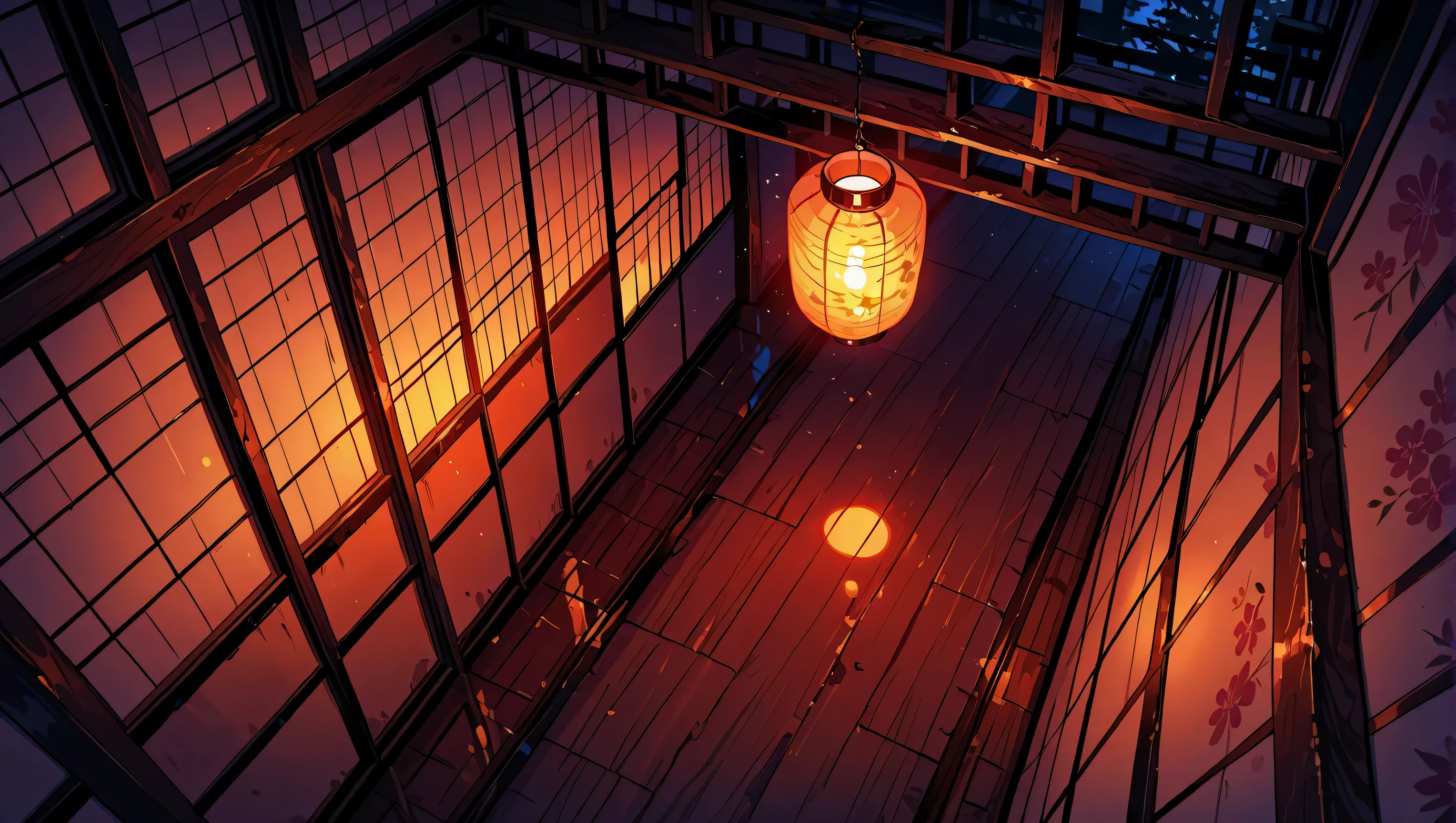 Manga adaptation, score_9, score_8_up the side, score_7_up the side, score_6_up the side, source_anime, anime screencap, hdr, (sharp image), dynamic angle, anime coloring, line art, best quality, masterpiece, official art, highres, absurdres, epic scene, soft light, natural textures, cinematic, amazing quality, ((4K, 8K, wallpaper background, scenery)), anime_coloring, wallpaper, photography, professional quality, extremely detailed, anime aesthetic wallpaper quality, aniwall , anime , aesthetic , 8k wallpaper , detailed, low contrast, mysterious atmosphere, best shadows, traditional corridor japanese, wooden ground, hallway from traditional japanese houses, open corridor night, night time, (no moon), snowy outside, focus on inside, focus on hallway japanese, open hallway on left view on the outside snowy moutains with snow falling, lantern light inside with shadow casted on ground, (view from above, view from selling, shot from above, shot inside the hallway, inside hallway, angled:1.4), beautiful traditional hallway, noble japanese hallway, flower pots, bonzai, open hallway to the side, lantern on ceiling or side, long hallway, junction on hallway