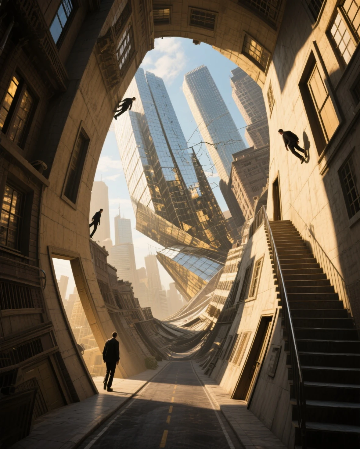 Inception Rendering Inspired by the movie Inception, A labyrinthine cityscape folding upon ...