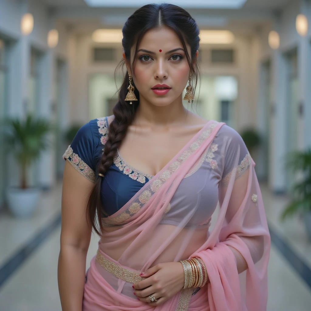 Hot bengali girl wearing saree,  expression, black hair, , wearing nothing on top, big ,  visible, ((best quality)), ((Masterpiece)), ((ultra realistic)),(Dynamic sexy pose), red dress,, masterpiece, Striking detailed face,  expression,  Detailed eyes, Realistic, ultra-realistic, Professional whole body photo, (Photo 4K:1.1) by (Jeremy Lipking:0.3), (Dittmann Anna:0.3), (Cecile:0.3), (sharp focus:1.3), high detail:1.2, perfect , perfect symmetry:1.2, realistic face:1.2, perfect face, content, confident, very detailed, and dramatic, cinematic lighting, lighting scene, soft lights （big ass），(brown hairs),((Skinny silk dress)),（big ass）， (view the viewer:1.3) open breast, Very slim, Medium breasts, Turn Back, Back shot, , 