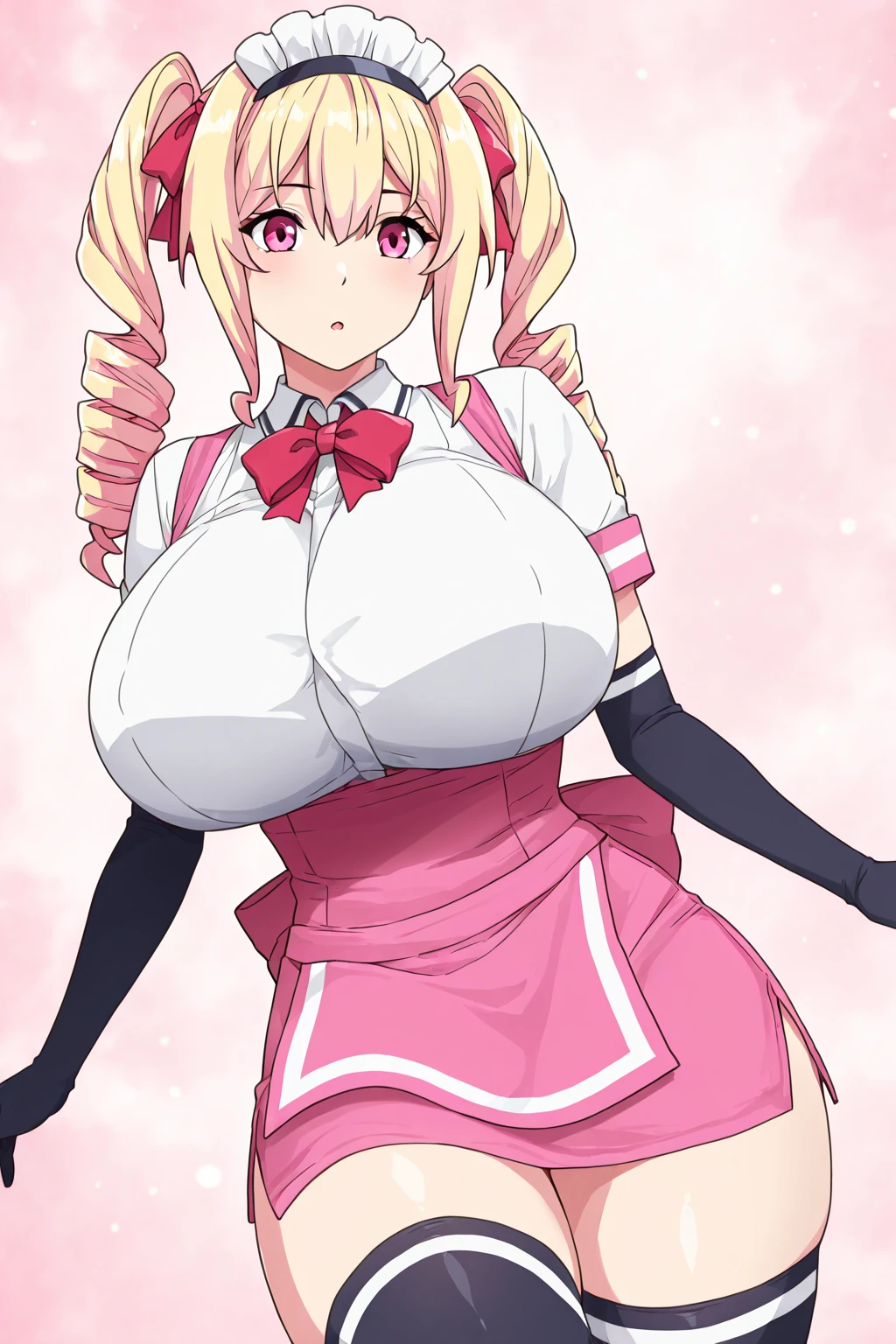 (((Solo)))、(((Big Tits、naked、Erotic)))、Big Lips, Next to the chestnuts, Pink Eyes, Japanese Face, Improve, Both sides up, hugeな胸, Wide , , Pink Theme, cute, detailed, Pink Room, To decorate, hit, smile, Improve outfit, cute, Pleated skirt, Neckline, hugeな, huge , Dynamic pose, Dynamic Angle, evil smile, Next to the leopard、(Blonde)、(Nurse uniform)