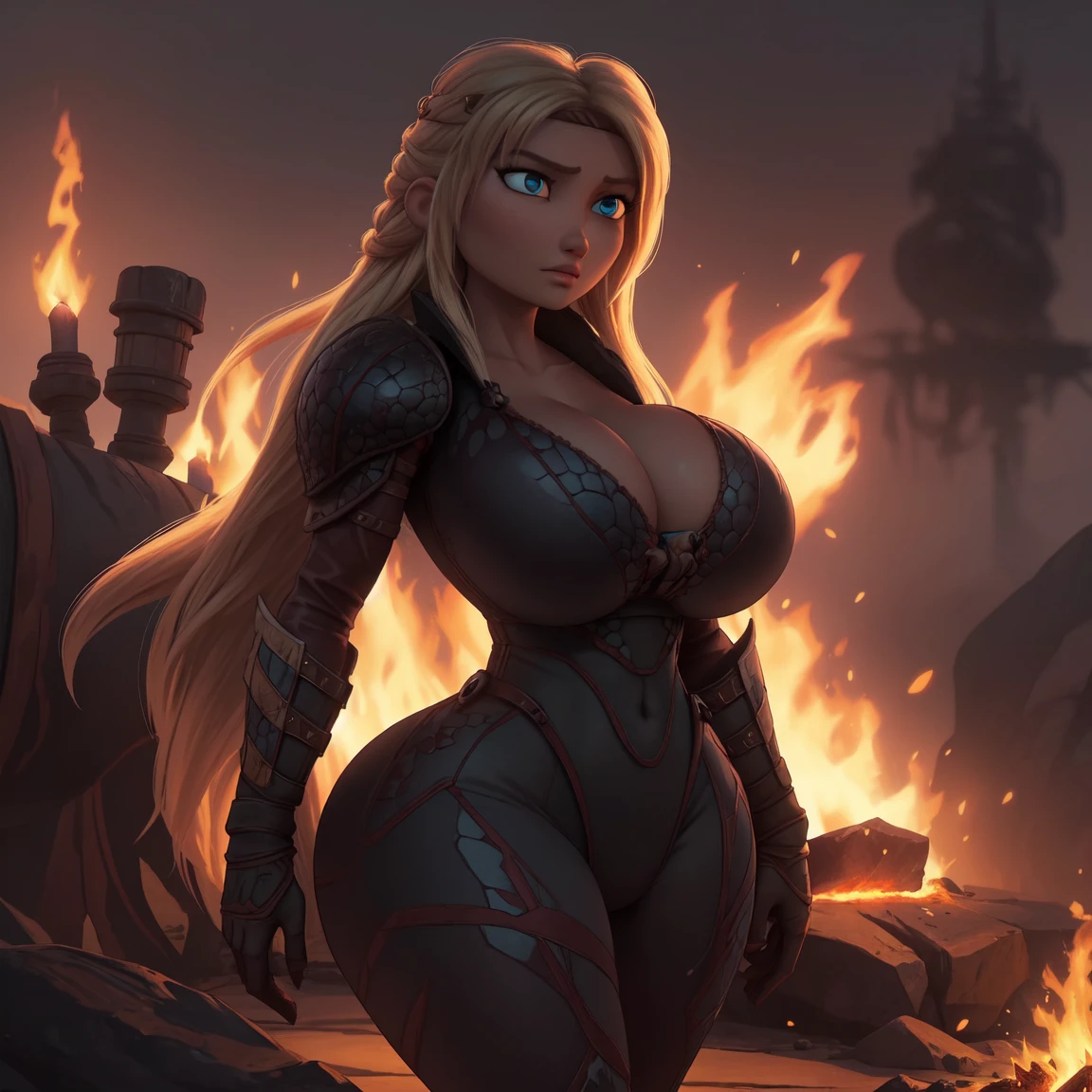 WITH YOUR BACK TO THE CAMERA,((ultra quality)), ((masterpiece)), supes, cute smile, smile, ((long blonde hair)), (Beautiful face), (beautiful female lips), , charming, ((sexy facial expression)), (white skin color), (white skin), glare on the body, ((detailed beautiful female eyes)), ((blueeyes)), (juicy female lips), (dark eyeliner), slightly muscular, abs, (crop top, leggings )((( brown boots))), wide eyebrows, makeup eyelids, big cheekbones, thin cheeks, defined jaw, (beautiful female hands), ((ideal female figure)), ideal female body, beautiful waist, gorgeous thighs, beautiful huge breasts, cleavage,((subtle and beautiful)), sexy worth
