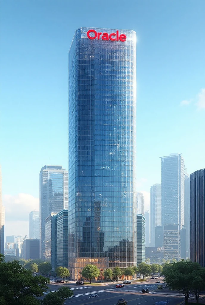 “Realistic image of the Oracle technology company headquarters building ...