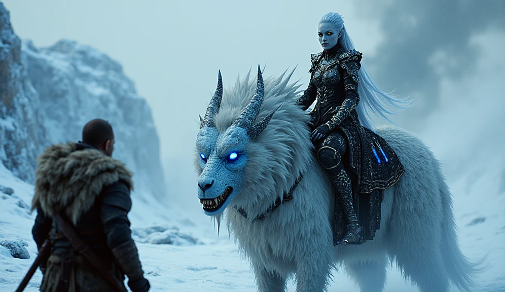 A breathtaking alien warrior queen with flawless pale skin, glowing ...