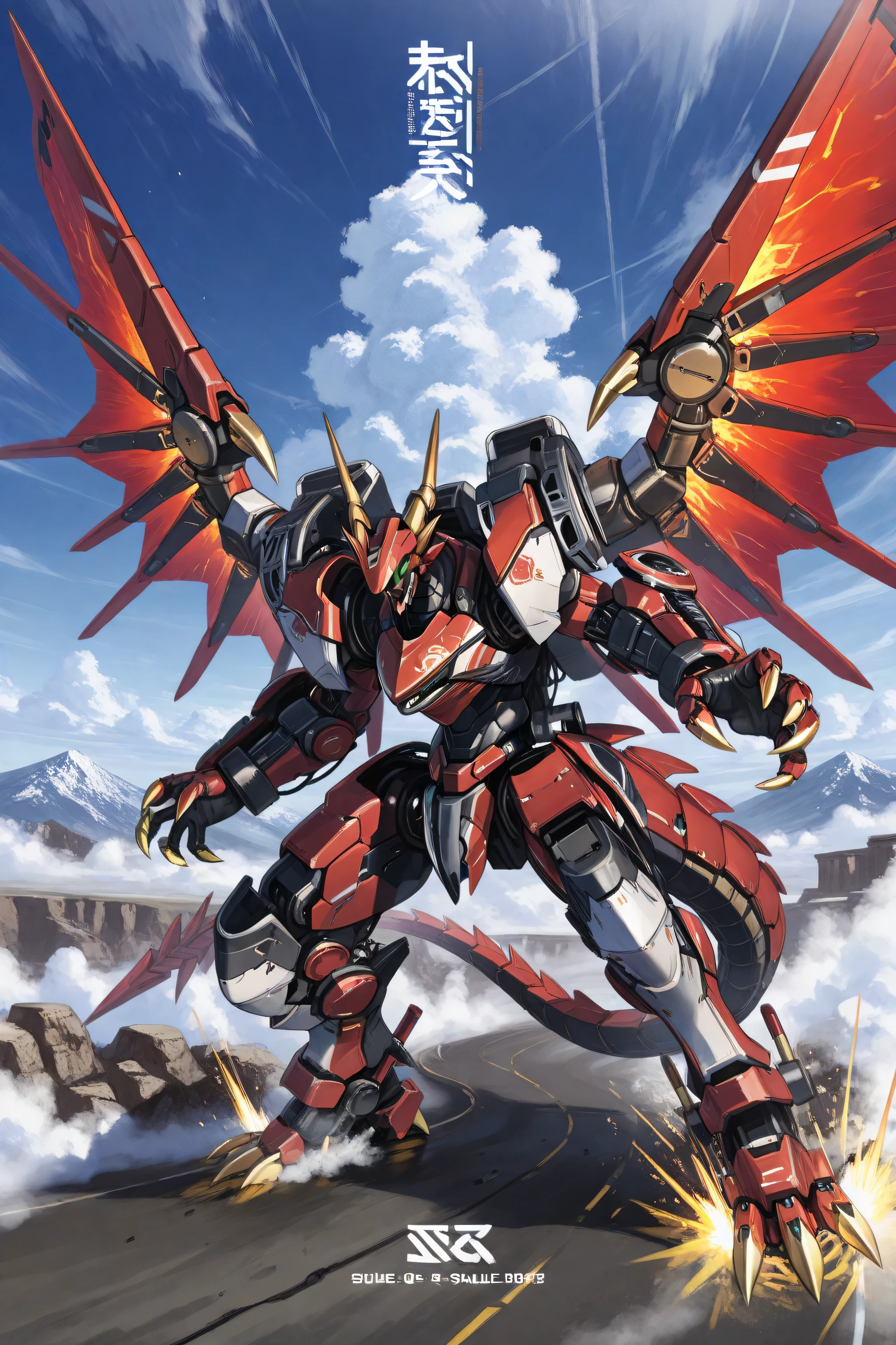 minicars、masterpiece,Highest Quality,Super detail,high resolution,Official Illustrations,slender,high quality、headgear,Machinery Parts,score_9、score_8_up、score_7_up、Highest Quality、dynamic pose、 、super wide shot、full body、Highest Quality、masterpiece, Cartoon-Style Effects, Super beautiful CG、 detail,high resolution、high quality、,score_9、score_8_up、score_7_up、Highest Quality、 Photorealistic, 超high resolution、8k、1 robot girl(( Dragonoid Machine Girl、headgear、, Colossal Machine Claw, Girl Wearing Gloves with Thick Machine Armor , Reinforced Joints、Extremely Massive Gold Claws、Long Wounded Machine Tail, Metal Sharp Dragon Horns, Luminous Scaly Armor, Red glowing dragon eyes, Light Leaking Through Gaps in Armor, Chrome plating, Sharp Armor Panels, cyborg body, Expandable Wing Parts, Mechanical Decorations, Forced posture,Dragon Motif Ornaments, Dragon's Machine Design,, very long white hair ( green highlight)、 ((Smooth Armored Exoskeleton with White and Black Segmented Plates))、Large Legs Covered by Heavy Machine Armor、Giant Machine with Glowing Propulsion Devices and Dragon Wings、Giant Claws with Dragon Motifs、Sharp Armor、spread wings 、) )、Aerial、Floating、action pose、Above the Clouds、Heavenly Temple 、Path of the Wind、Dutch angle