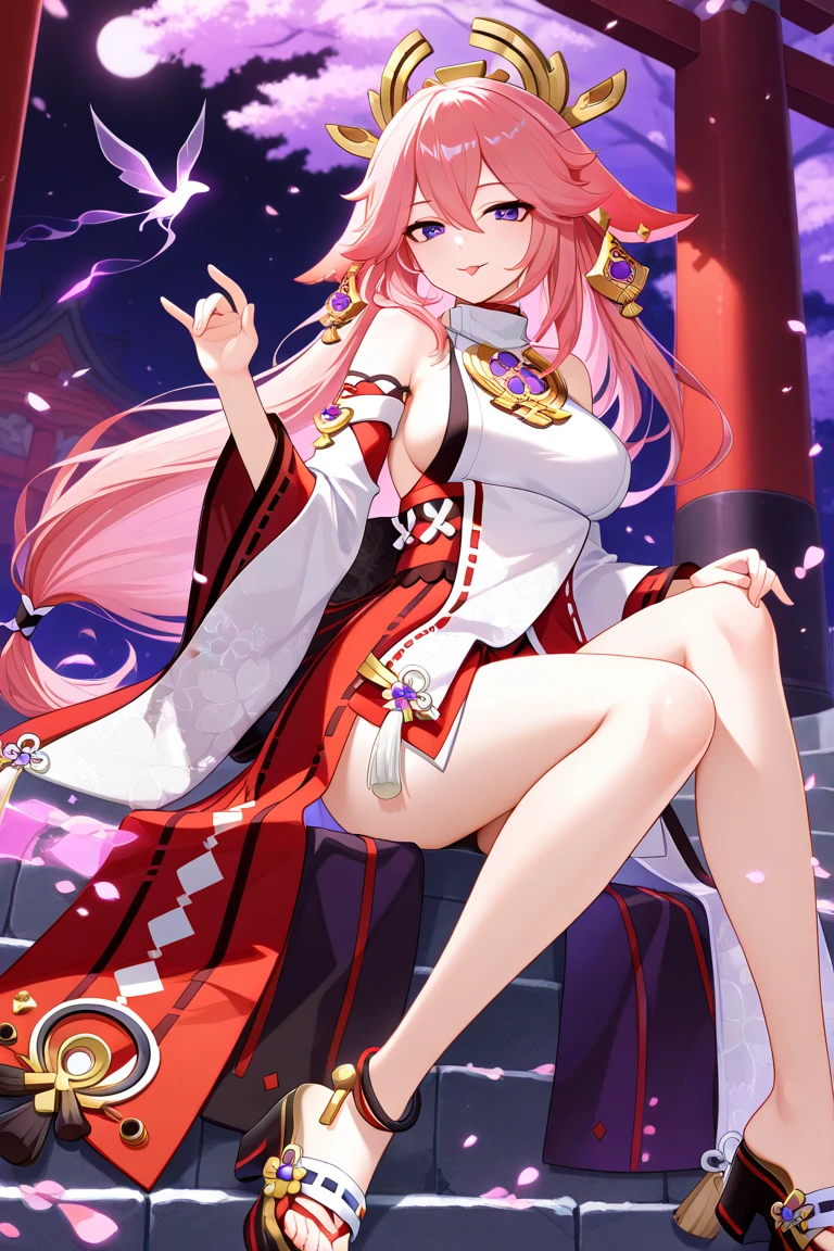 Miko girl, Flower hair ornaments, tentacles pit,