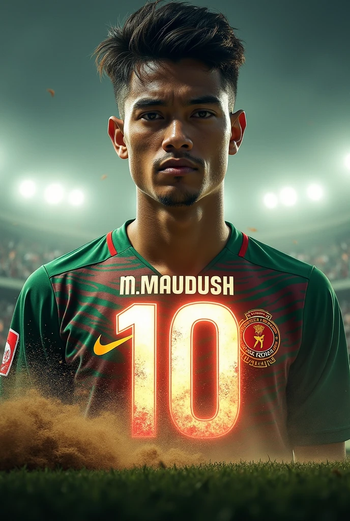 Md Rony A dramatic football poster of a young Bangladeshi football player named ...