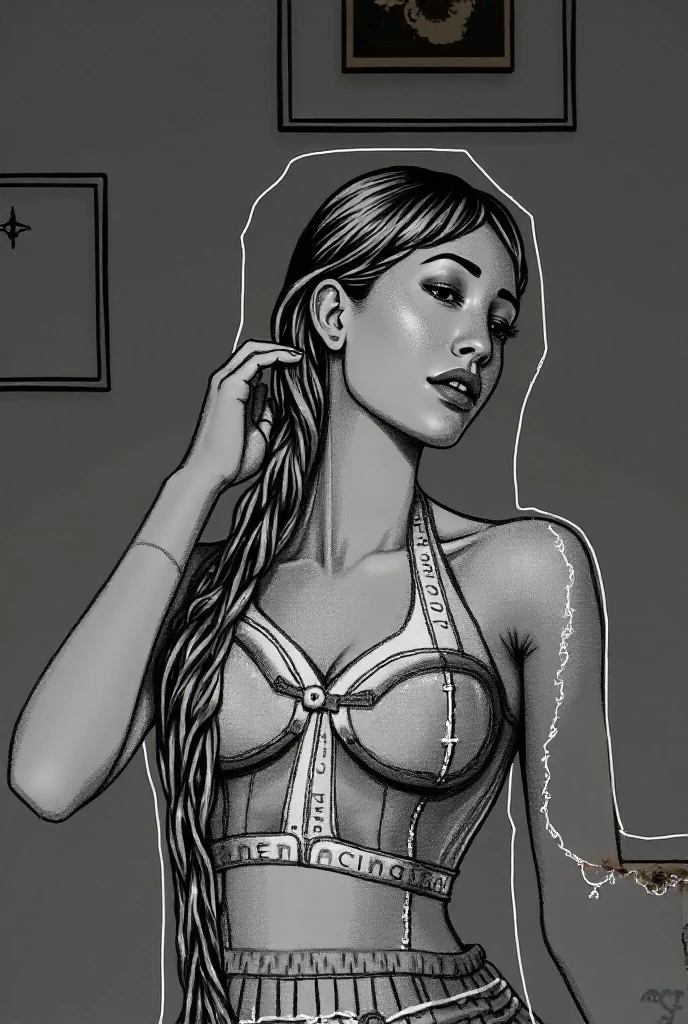 80s_digital, ascii, symbols, score_9, score_8_up, hyper-realistic,
masterpiece, best quality, absurdres detailed eyes,
cowboy shot.three quarters view,
platnium blonde hair,floating hair,blue eyes,half closed eyes,scowl,struggle to get free,arms up,latex swimsuit,((rainbow gradient swimsuit)),covered nipples,camel toe,erect clitoris,
simple background,white background,