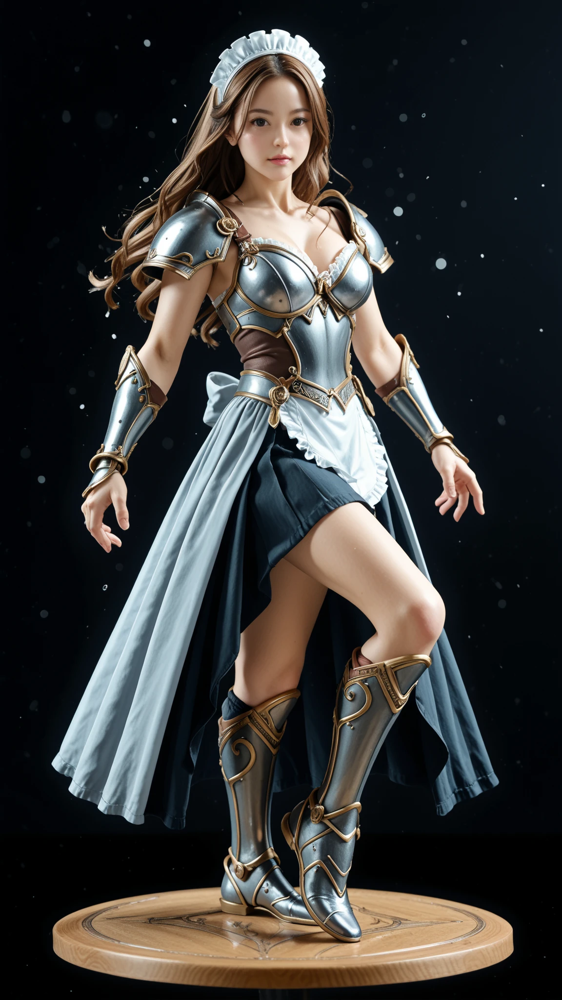 プロフェッショナル, 細部までこだわったアニメフィギュアスタチューの高級商品写真.
キャラクターは特別な服を着た美しいヒロインでファンタジー戦士の鎧を巧みに融合させた複雑な衣装, から撮影し、細部まで鮮明に表現したシャープな高校制服, とクラシックなメイドドレス.
Dynamic action posr, ダイナミックアングル, クローズアップ,
フィギュアは、ヒロイックスケールを強調するために、非常にダイナミックな, アクションポーズ, 。パワフルな動きの感覚を作り出しています. ドラマチックな, シネマティックローアングルで撮影されています. 照明はスタジオクオリティで超リアルです, キャスティング ソフト, フォトリアリスティックな影. 焦点は非常に鋭い, から撮影しました, 生地の質感から複雑な金属細工まで. 背景は清潔です, ミニマリストセッティングと美しい, ソフトなボケ効果. 傑作レベル, ハイパーディテール, 受賞歴のある写真.