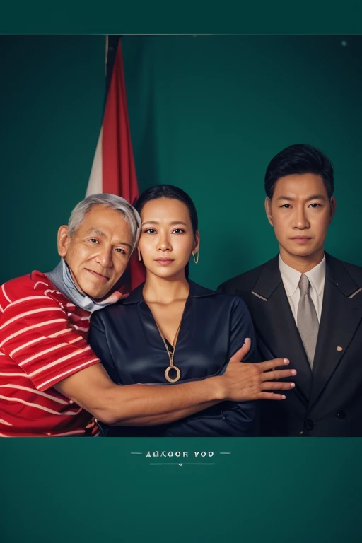 Three tall girls on the lfe left, three tall girls in the right, short man in the middle, the girls are much taller than the man, girls have big  and cleavage, girls are wearing black, man is wearing blue shirt, girls are standing barefoot, man is wearing shoes,