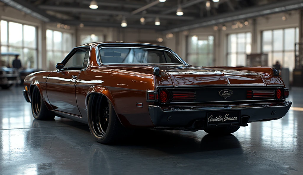Back create an ultra-detailed 3D render, of a model 1970 Ford Ranchero ...