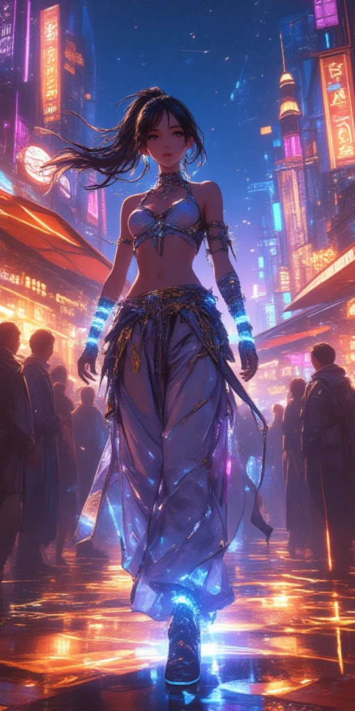 ((cyberpunk goddess)), ((rainbow shiny face paint)), (intricate tattoos), ((ornate jewelry)), ((rainbow hair)), (((laser colors:1.1))), (((colorful smoke))), ((ultra-sharp details)), ((stars)), (((shimmering shine effect:1.2))), (((sharp focus))), (((full body:1.3))), udr, uhd, SFX, 32k, Feast your eyes on the number, Realistic execution of the photo, Award-winning level + Playing the best visuals, Perfect shooting, Get an eye-catching movie poster! Clear Focus, Depth of field.