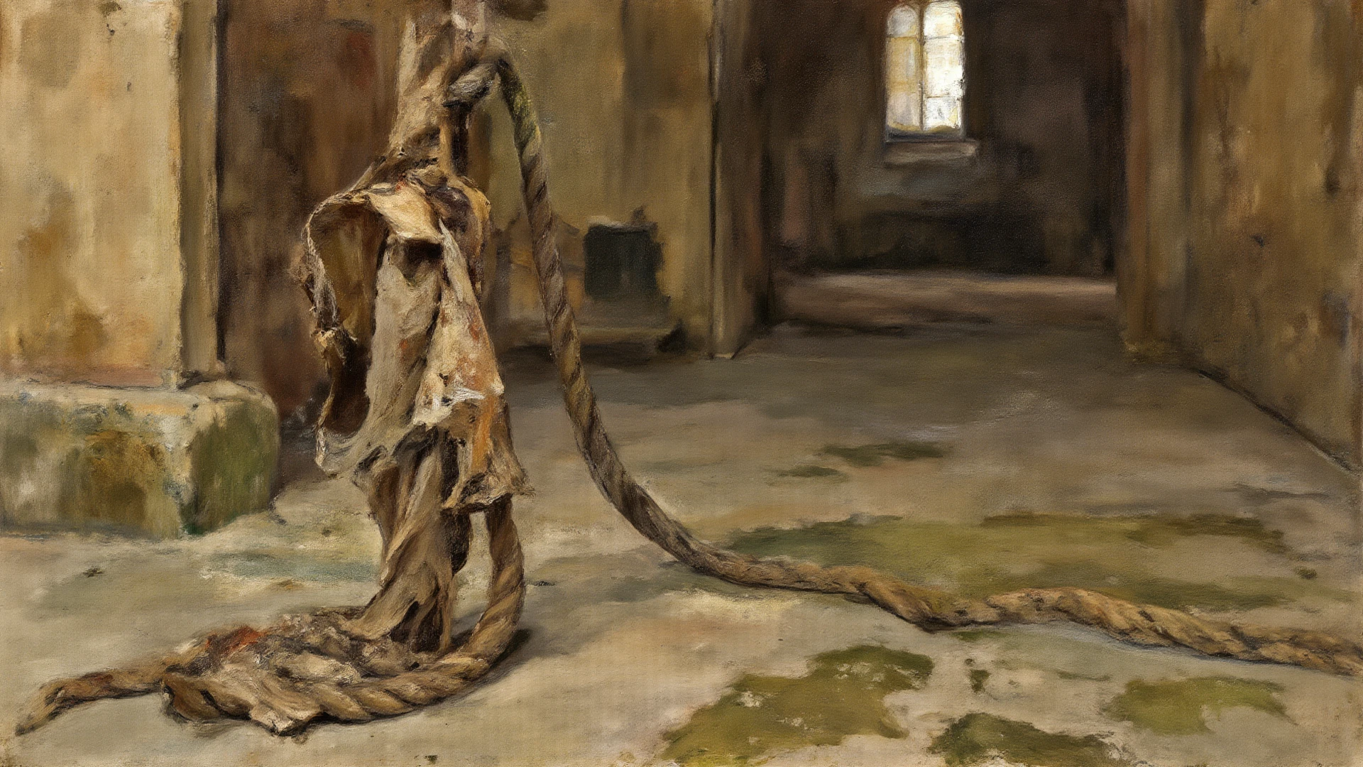 ,tied by rope,hunged woman is violently  by men