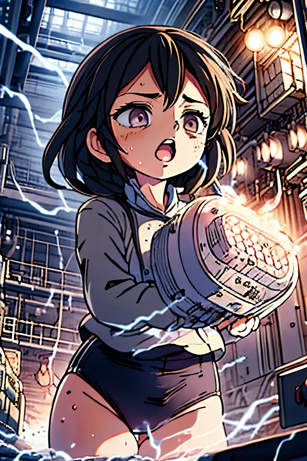 (masterpiece, highest quality), 1 girl, beautiful face, beautiful body, wearing a Black gymnastics bloomers, High leg、white blouse, cowboy shot、Are standing、full body portrait、alone, complex details, enlarged textures, complex details, finely detailed eyes and detailed face, intricate details, (closed mouth), perfect eyes, equal eyes, perfect body, extremely detailed, (), extremely realistic 3d,In a gothic castle、darkness,fear,dead body,death,at night,cap,long violate hair,Grass