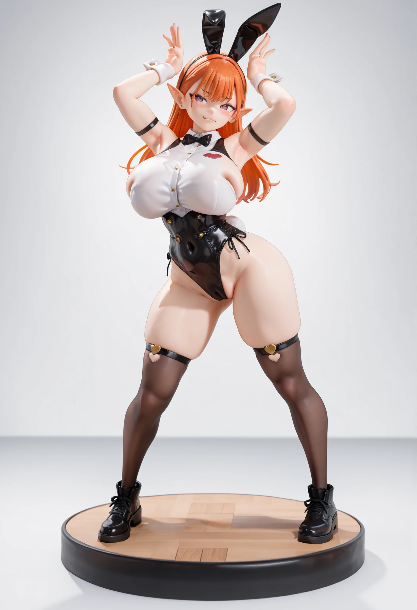 ( masterpiece, best quality), safe, incredible quality, very aesthetic, absurdities, highres, newest , HDR-10, 8K, high detail RAW color art , large pupil , tabs, high-detail RAW color art ,1 girl,3D, super realistic action figure,(toy base), ,((rebecca))),thin orange hair ,(pointy ) , little clothing and tight ,pawg, saggy , ((hot pose )), ((full body view)) ,large ,