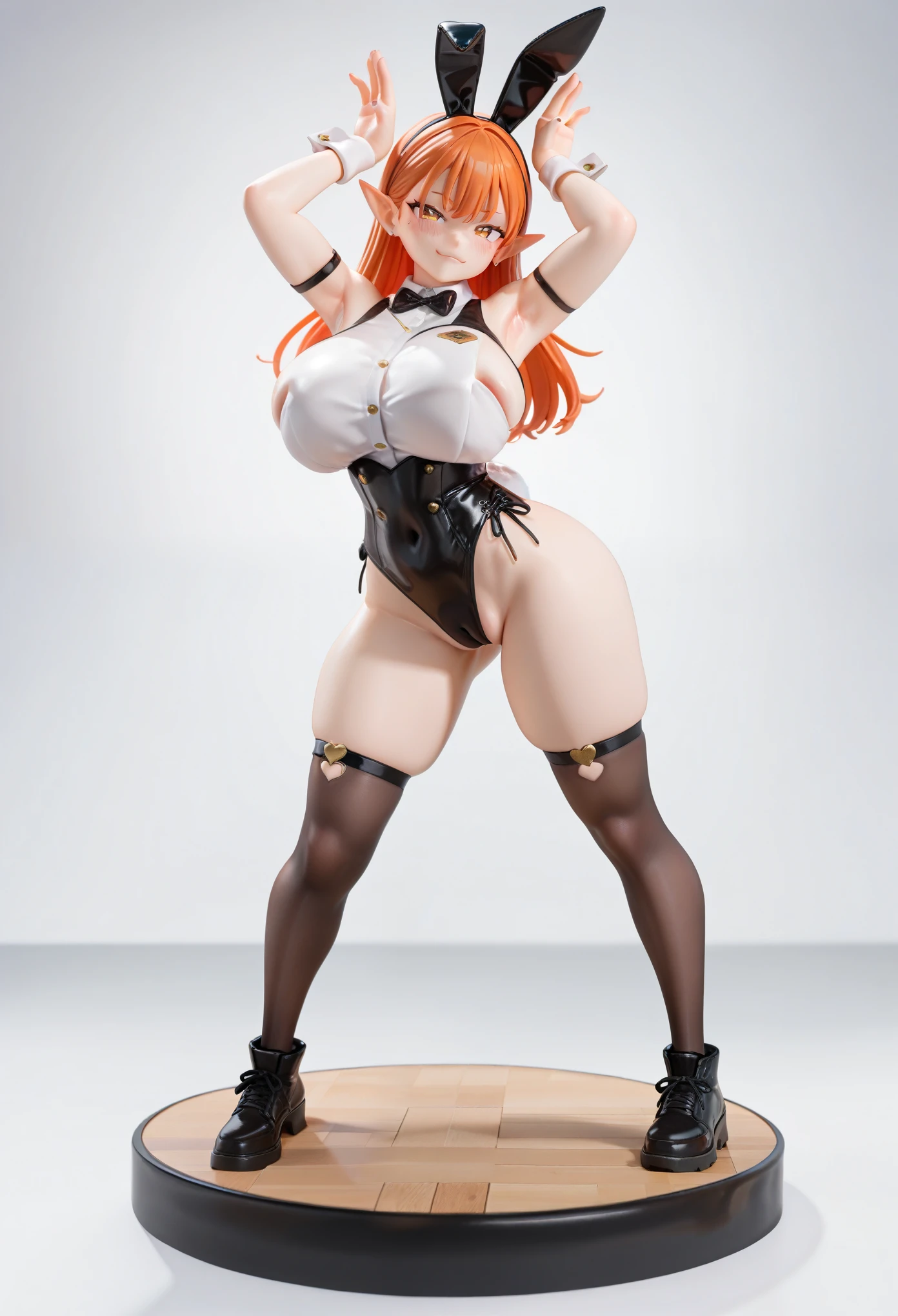 ( masterpiece, best quality), safe, incredible quality, very aesthetic, absurdities, highres, newest , HDR-10, 8K, high detail RAW color art , large pupil , tabs, high-detail RAW color art ,1 girl,3D, super realistic action figure,(toy base), ,((rebecca))),thin orange hair ,(pointy ) , little clothing and tight ,pawg, saggy , ((hot pose )), ((full body view)) ,large ,