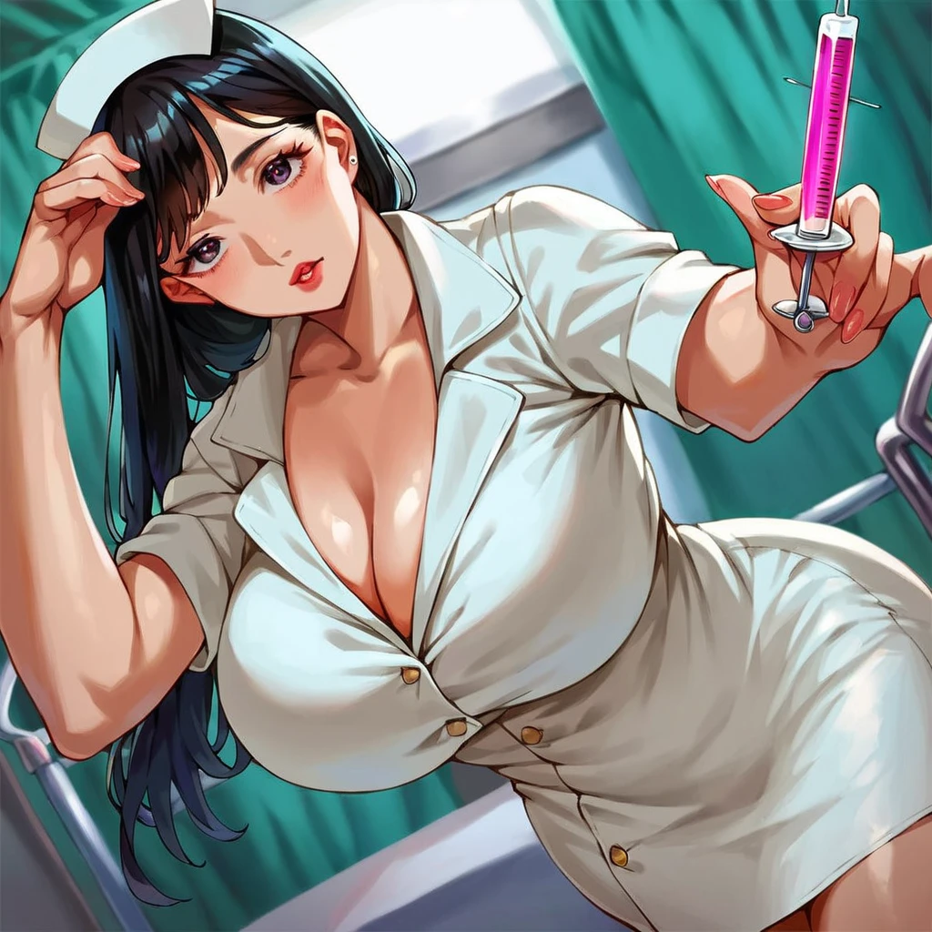nurse uniform,hospital, latex nurse suit,nurses,busty,elbow gloves,labcoat,black hair woman,red eyes , gigantic ,medical instruments,asian nurse,two nurses,speculum,examination room,oversize ,big ??? ,????????, lay on table ,legs spreaded,giving birth,gyno chair , dentist,Milf,latex,grey uniform,oversize ???????