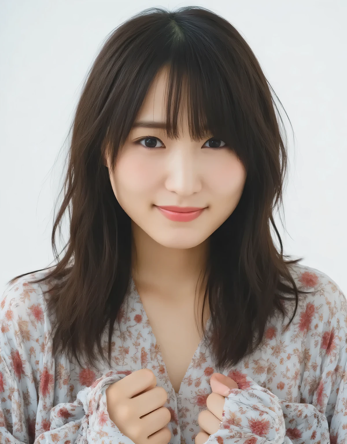 1, 23 years old, beautiful, photo taken by a professional, Wearing a sexy bra and micro panties、 photorealistic, high resolution, high quality, RAW Photos, standing pose , smile, detailed face, detailed eyes , I have delicate hair , thick brown hair, dark eyes, Clear Eyes, Heavy Makeup, perfect ratio