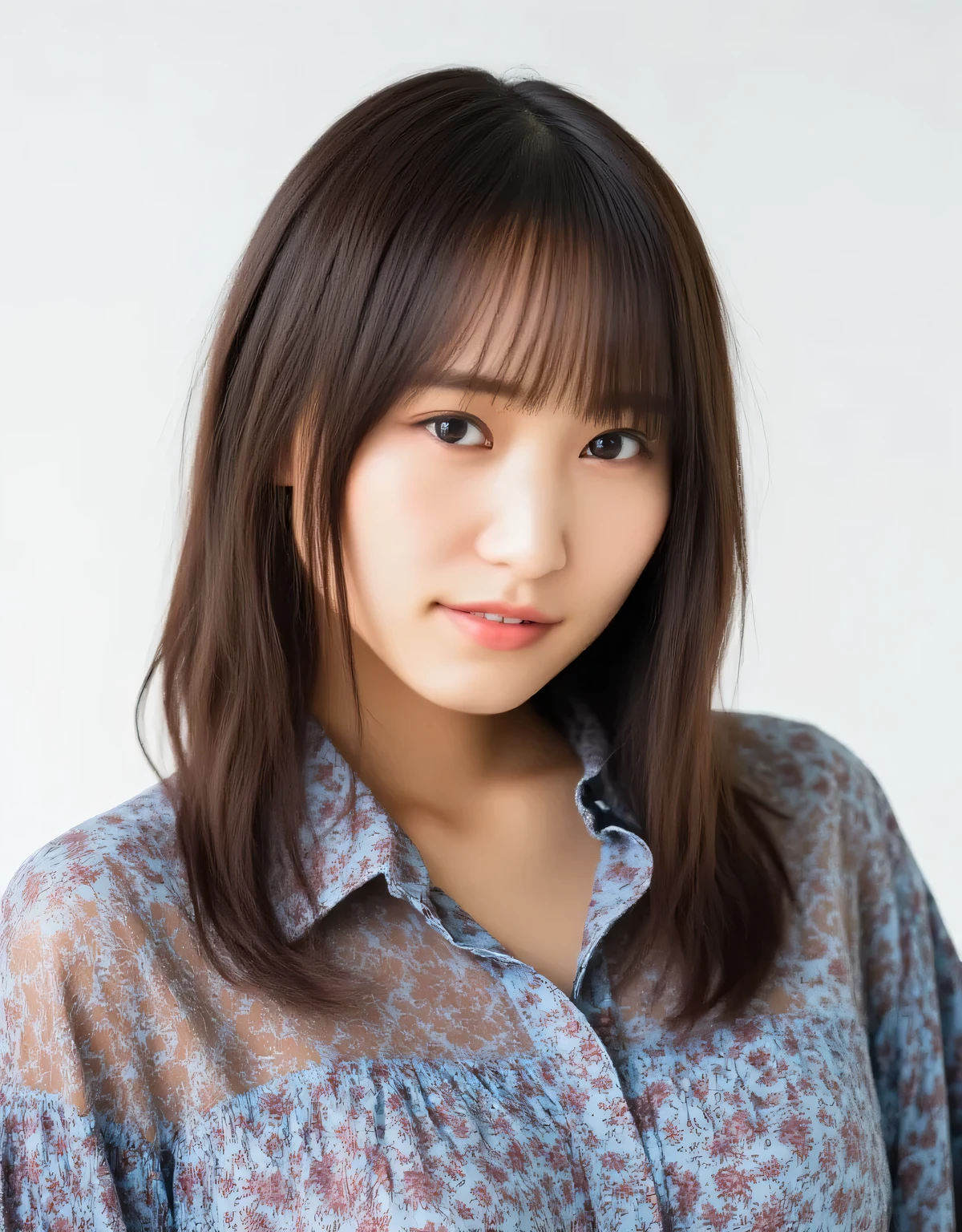 1, 23 years old, beautiful, photo taken by a professional, Wearing a sexy bra and micro panties、 photorealistic, high resolution, high quality, RAW Photos, standing pose , smile, detailed face, detailed eyes , I have delicate hair , thick brown hair, dark eyes, Clear Eyes, Heavy Makeup, perfect ratio