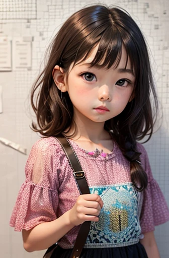 Chat I need a image of a little whitw girl with hat and pink clothes but not a real person, a draw, big head