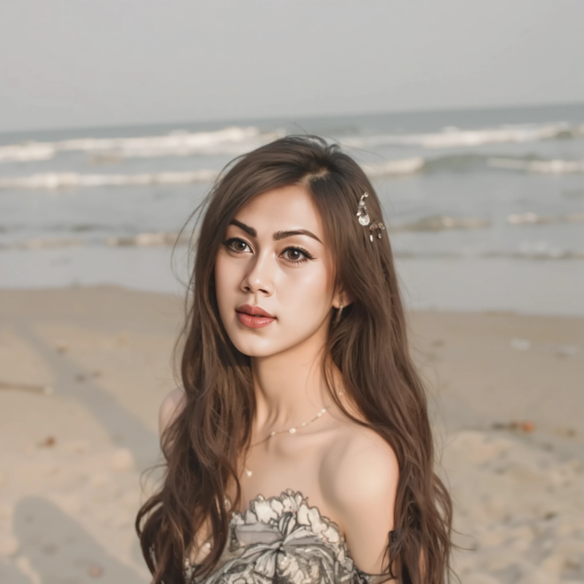 masterpiece, high quality,looking at the camera、(Standing sideways、Distant photo showing the whole body、poses that highlight buttocks)、 Beauty , Height, Pale eyes with sparkles , beautiful breasts, Standing sideways like a model、 beautiful and delicate face 、 An expression with an ephemeral sex appeal , enchanting gaze、 angelic expression , beautiful foothills、, Beautiful constriction and vertical navel、小さなお尻 sensual and erotic pose 、gesture of putting hand on mouth、 slim figure、 perfect style with both legs、 realistic and artistic photography style . beautiful woman under hoodie , sensual. A Beauty with an attractive and striking appearance . Curly hair with strong waves and one-sided black hair with braids , それは彼女を取り囲む warm夕方の光の中で輝いています . his face is delicate and clear , Light makeup . her skin is smooth . 、((Wear a blue-gray long sleeve oversized see-through knit off-shoulder mini dress in a sexy way、Embroidered details and small embellishments、 Braided Slit、black lace gloves))、(((black lace-up lace sexy knee high boots))) 、((Swarovski and pearl earrings and bracelets and necklaces、Resplendent Ring))、Accentuating her figure . . The background of the image is a European seaside cafe terrace with a beautiful sunset、(( warm, Gold lighting )), ((Her face is delicate and clear, probably because of the sunset )) . (( creates a romantic and fantastic atmosphere )) , ((( Flashes of light highlight her silhouette and hair ))) . The composition of the image conveys nature beauty and elegance .masterpiece, 最high quality, Ultra Fine, textured skin, anatomically correct,