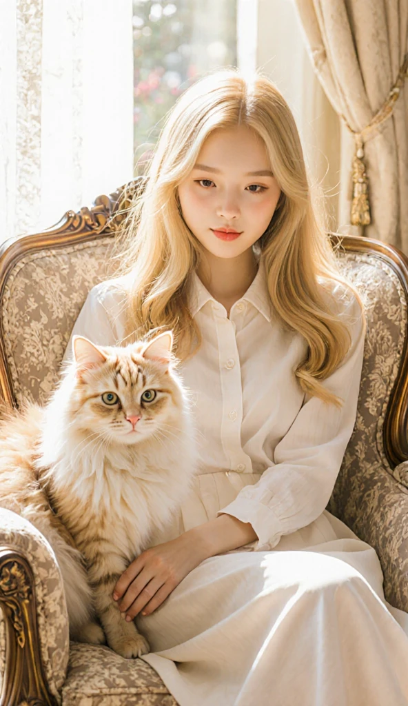 ((((The composition and angle of the girl is subjective from the viewer's perspective)))、（The girl and the viewer are lovers)、
A girl with a face she only shows to people she trusts、(1 Super sexy and super cute super big Japanese girl), brown hair, Great face and eyes, Tanuki face、Big eyes, Drooping eyes、Long and plentiful毛、thick and large  lips,、(wide open chest and high:1.1), Beautiful bigSuper big,  Chest, (Amazingly beautiful girl), brown hair,, (highest quality:1.4), (Super detailed), (very detailed CG integrated 8k wallpaper), Very detailed, High resolution raw color photos, Professional photography, Good balance between head and body,(((Super cute smile)))、 Super sexy and super cute mature woman, ((Chubby、A plump, voluptuous, selfish body that looks like it would be comfortable to hug, Round face,Tanuki face、Thick eyebrows、Big eyes。Drooping eyes、Long and plentiful、thick and big  and sexy lips、 About 40)),  (((Wavy silver blonde hair, ポニーテール、Cat ear、Long Hair,))) 、Flashy makeup, Fuller lips, Sexy Gaze, (((white blouse with collar、Black tight super 、Black pantyhose、Black high heels)))、 (((Surrounded by lots of adorable kittens、A girl hugging a very cute kitten))), Looking at the camera, Low angle shooting, Cute duck mouth,((Very precise and accurate )),  (masterpiece:1.43), (((Perfect )))、（((Perfect proportions))), Realistic photos, Full Shot, whole body, (height: 148cm), has two legs,Has two arms、has two legs, It should have two arms、Exact finger count)) 、 excitement、(((Super big)))、、(((Super big)))、(((Super big)))、(((Super big)))、(((Super big)))、(((Super big)))、A shy and cute smile、(((Super big)))、(((Super big)))、(((Super big)))、(((Super big)))、、(((Super big)))、、(((Super big)))、(((Super big)))、(((Super big)))、(((Super big)))、(((Super big)))、、(((Super big)))、、(((Super big)))、(((Super big)))、(((Super big)))、(((Super big)))、(((Super big)))、A shy and cute smile、(((A cafe with lots of cats)))、(((Eating sweets))