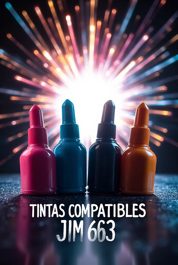Four ink bottles advertisement, 1080x1920 vertical, explosive radial ...