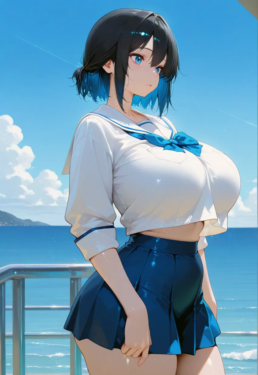 Beautiful girl with  in a sailor suit --auto