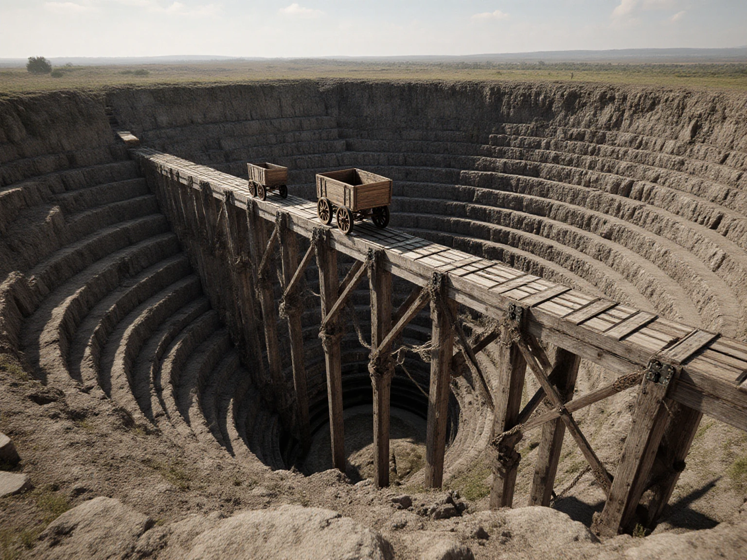 Mine caves，Workers are mining，The clothes were tattered，Everyone has lost weight，A man with a whip supervises our mineriner's lamp，The environment  dim